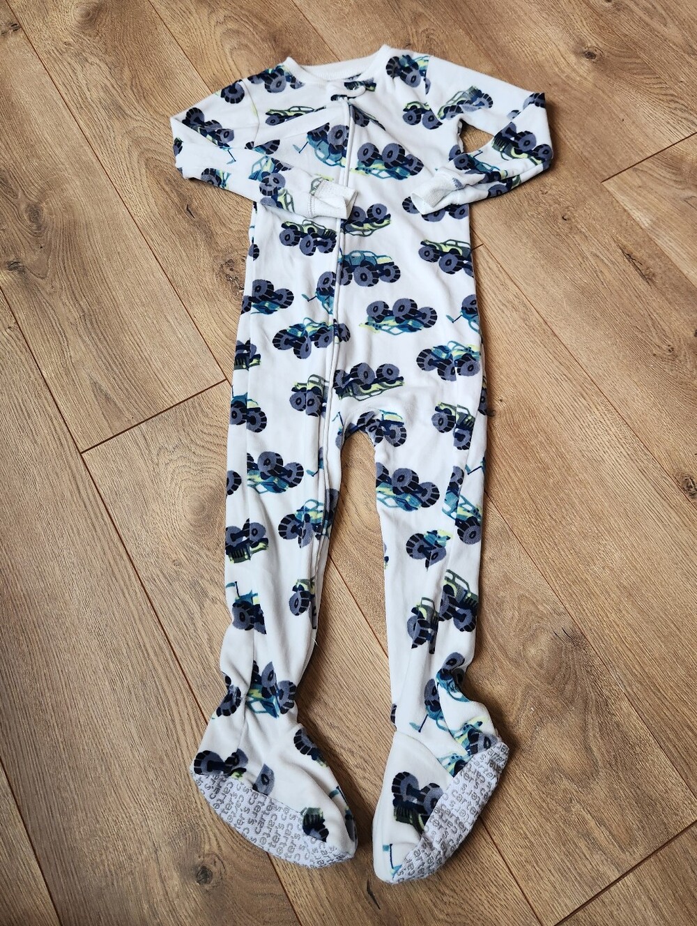 3t Boys Carter's Soft Velour Monster Truck Footies